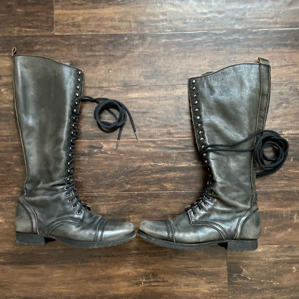 Leather combat boots